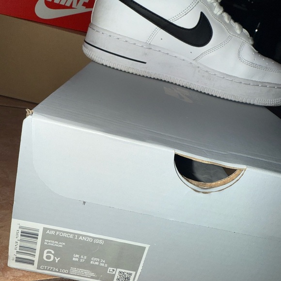 Nike White and Black Air Force 1 Sneakers - Picture 2 of 9